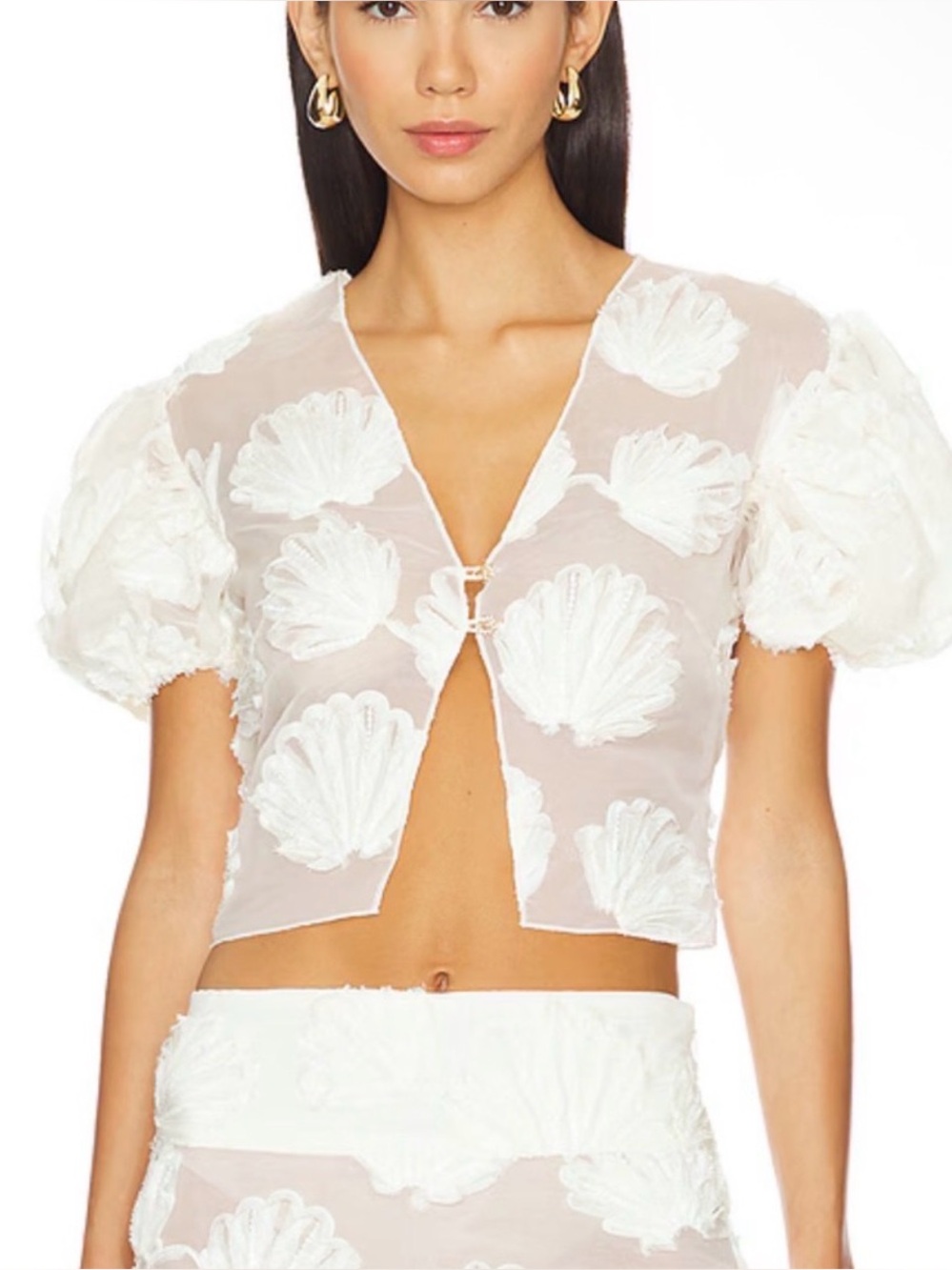 NEW House of Sunny/Revolve Scattered Shell Blouse in Marble